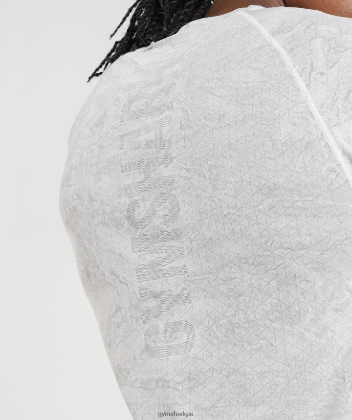 Gymsharkcamiseta geo sin costuras hombres blanco hueso/gris claro PFTJ2N618 ropa