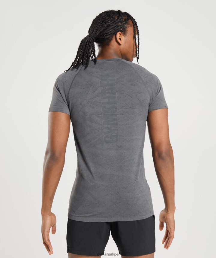 Gymsharkcamiseta geo sin costuras hombres gris carbón/negro PFTJ2N629 ropa