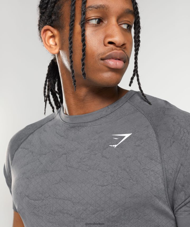 Gymsharkcamiseta geo sin costuras hombres gris carbón/negro PFTJ2N629 ropa
