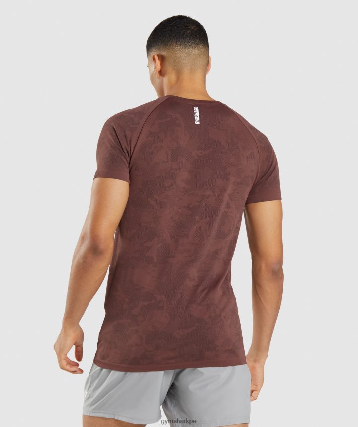 Gymsharkcamiseta geo sin costuras hombres marrón cereza/negro PFTJ2N674 ropa