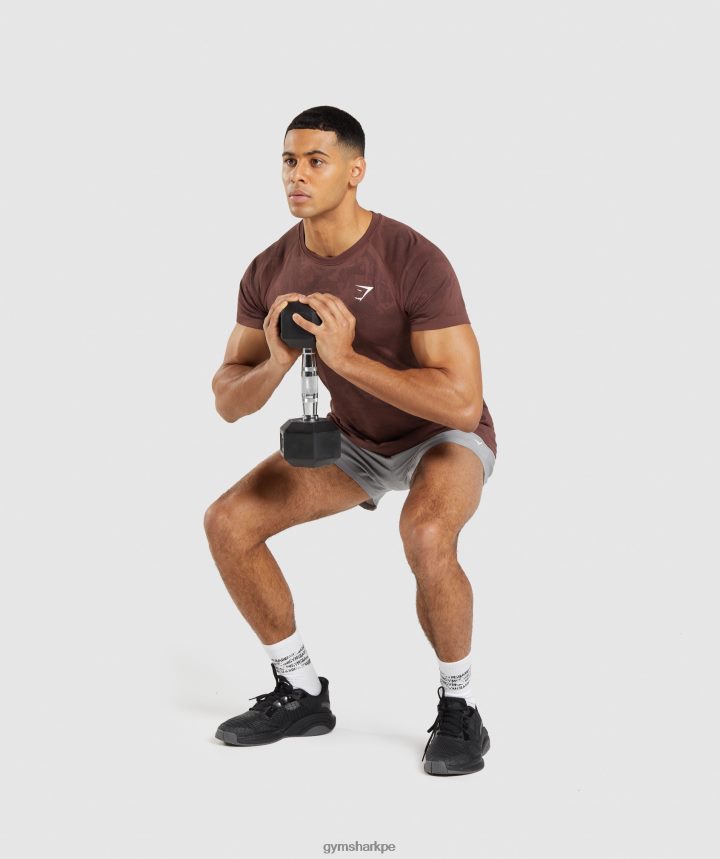 Gymsharkcamiseta geo sin costuras hombres marrón cereza/negro PFTJ2N674 ropa