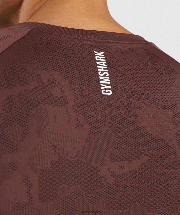 Gymsharkcamiseta geo sin costuras hombres marrón cereza/negro PFTJ2N674 ropa