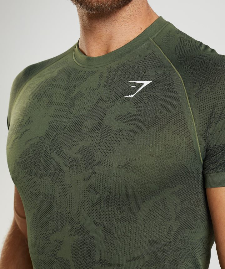 Gymsharkcamiseta geo sin costuras hombres núcleo oliva/negro PFTJ2N645 ropa
