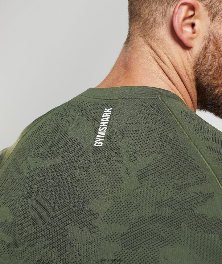 Gymsharkcamiseta geo sin costuras hombres núcleo oliva/negro PFTJ2N645 ropa