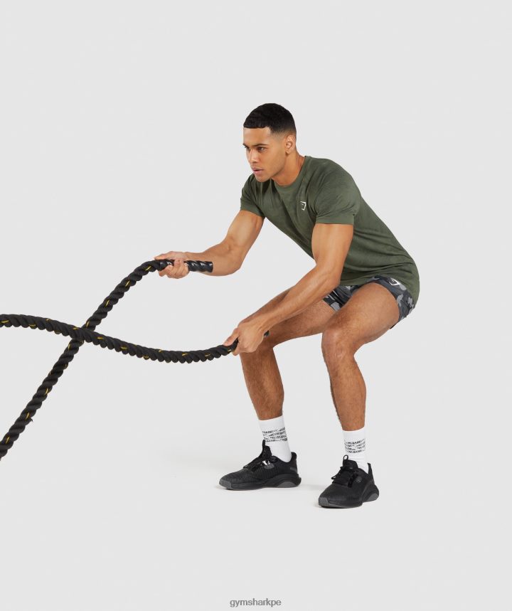 Gymsharkcamiseta geo sin costuras hombres núcleo oliva/negro PFTJ2N658 ropa