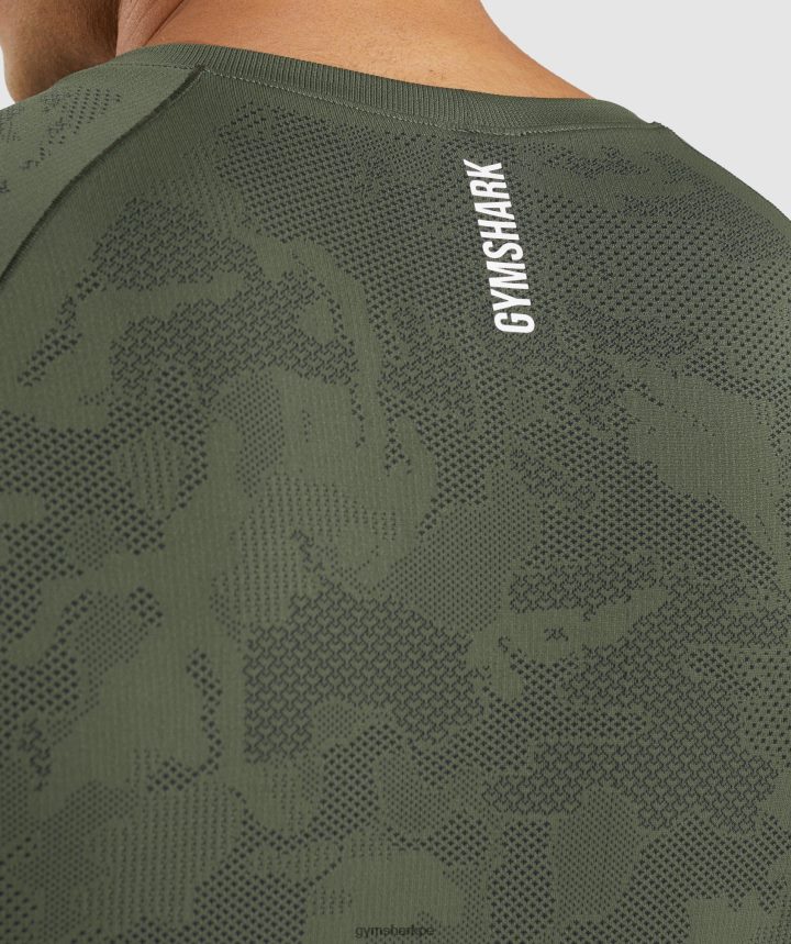 Gymsharkcamiseta geo sin costuras hombres núcleo oliva/negro PFTJ2N658 ropa