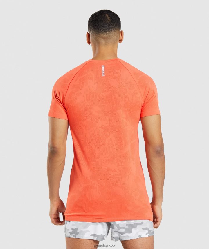 Gymsharkcamiseta geo sin costuras hombres naranja papaya/naranja picante PFTJ2N668 ropa