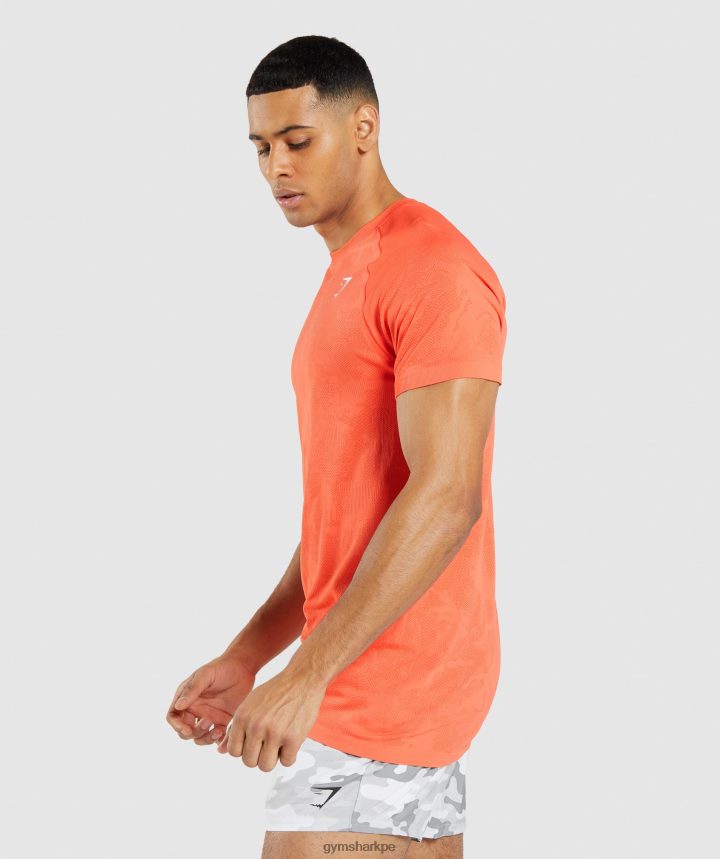 Gymsharkcamiseta geo sin costuras hombres naranja papaya/naranja picante PFTJ2N668 ropa