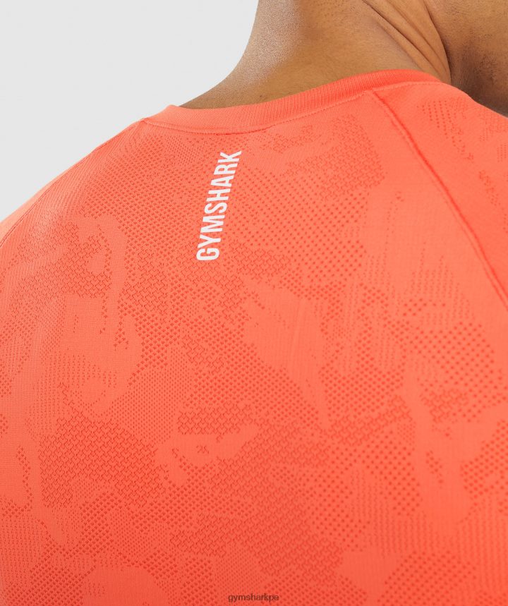Gymsharkcamiseta geo sin costuras hombres naranja papaya/naranja picante PFTJ2N668 ropa