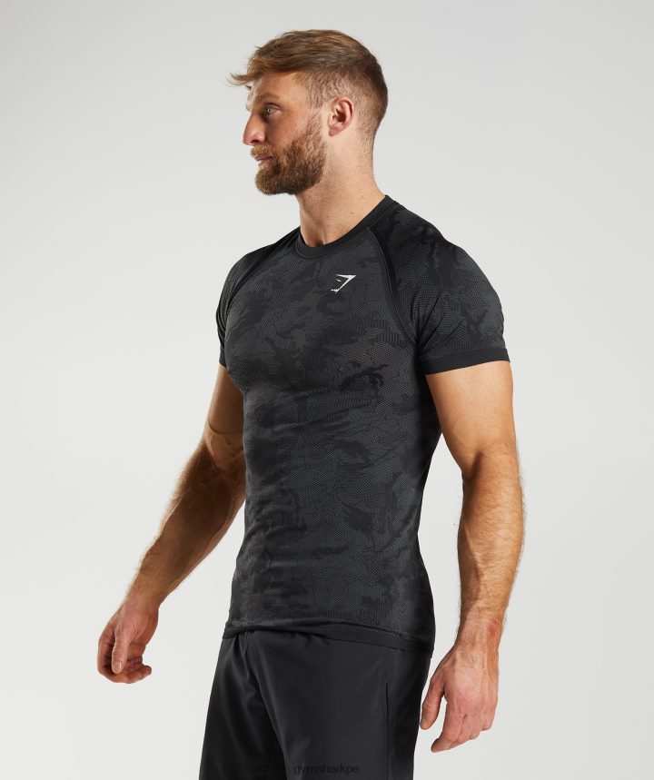 Gymsharkcamiseta geo sin costuras hombres negro/gris carbón PFTJ2N575 ropa