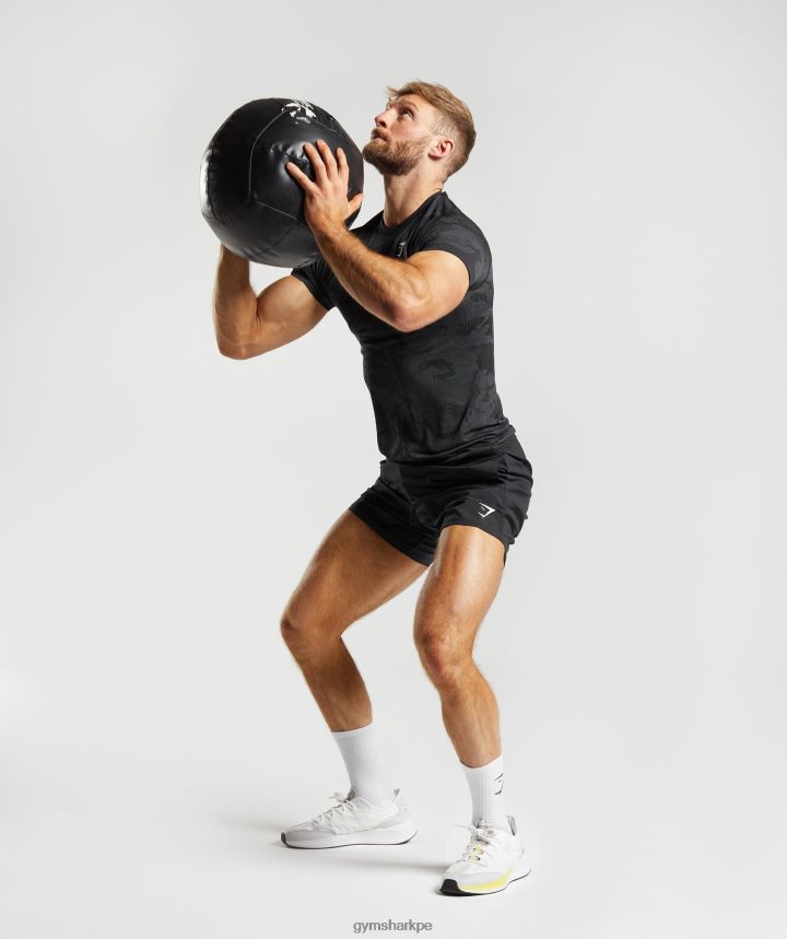 Gymsharkcamiseta geo sin costuras hombres negro/gris carbón PFTJ2N575 ropa