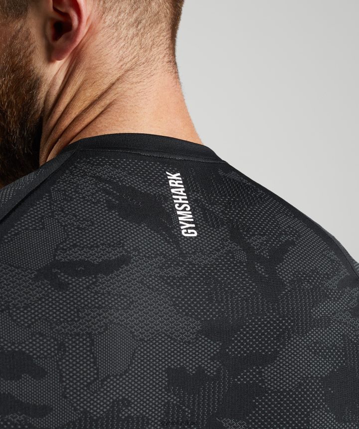 Gymsharkcamiseta geo sin costuras hombres negro/gris carbón PFTJ2N575 ropa