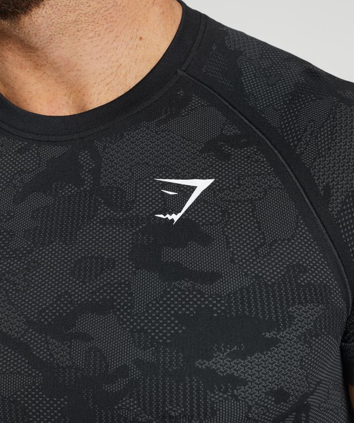 Gymsharkcamiseta geo sin costuras hombres negro/gris carbón PFTJ2N575 ropa