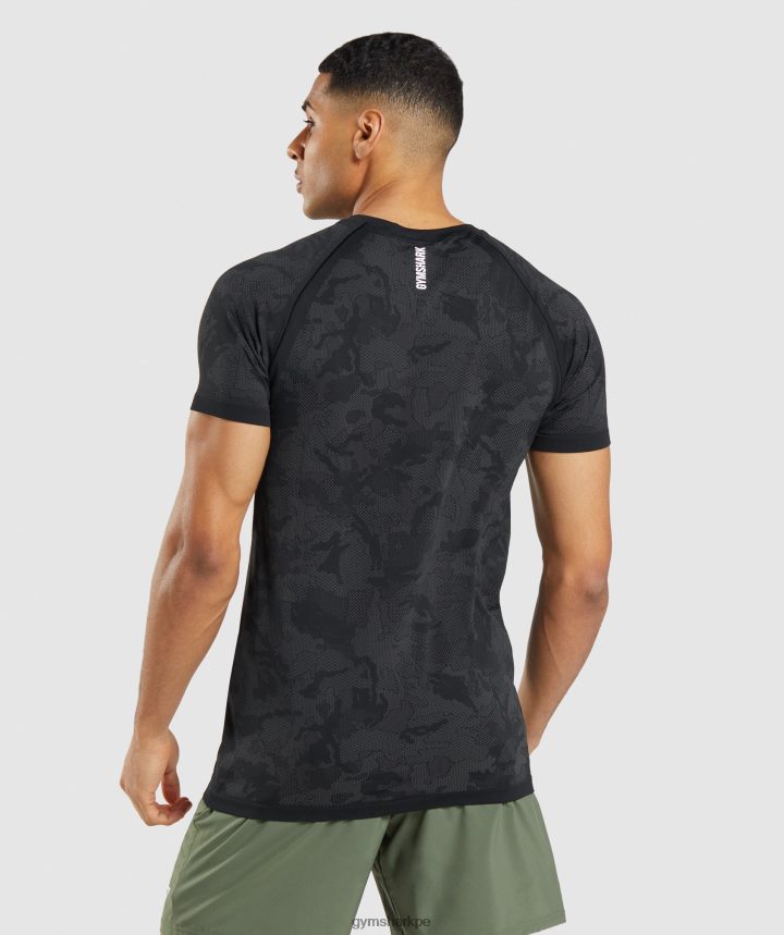 Gymsharkcamiseta geo sin costuras hombres negro/gris carbón PFTJ2N635 ropa