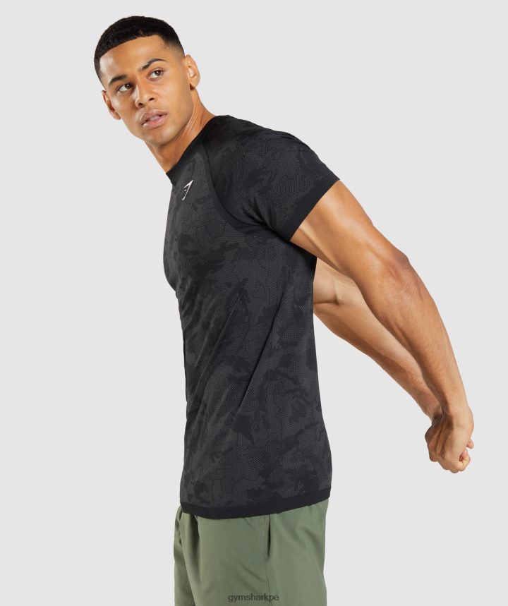 Gymsharkcamiseta geo sin costuras hombres negro/gris carbón PFTJ2N635 ropa