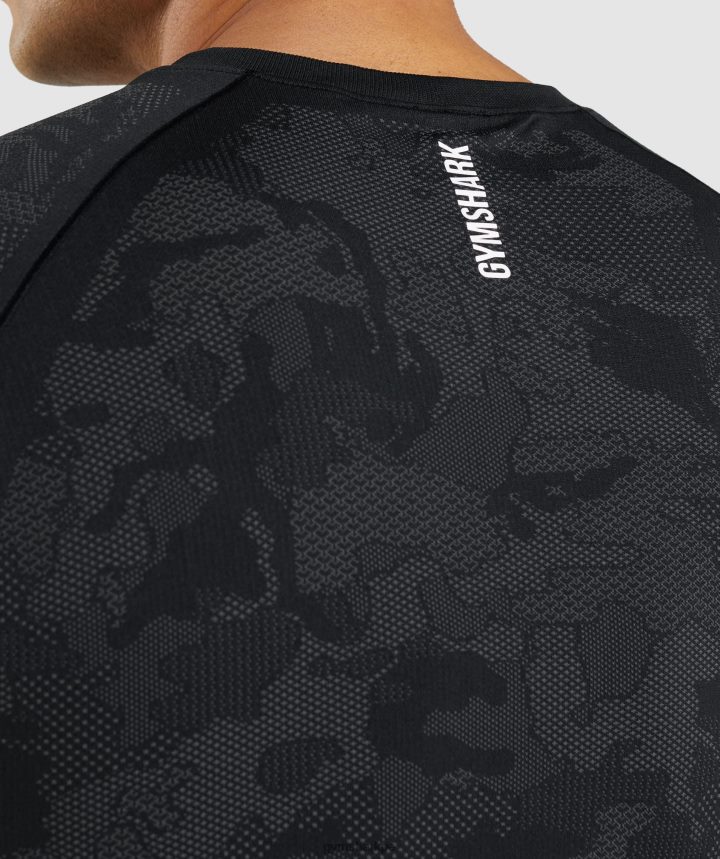 Gymsharkcamiseta geo sin costuras hombres negro/gris carbón PFTJ2N635 ropa