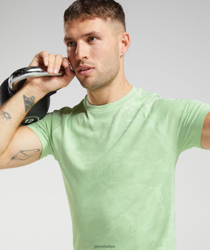 Gymsharkcamiseta geo sin costuras hombres verde aloe/verde té PFTJ2N609 ropa
