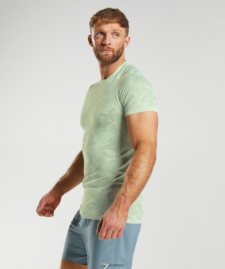 Gymsharkcamiseta geo sin costuras hombres verde flora/verde sauce PFTJ2N657 ropa