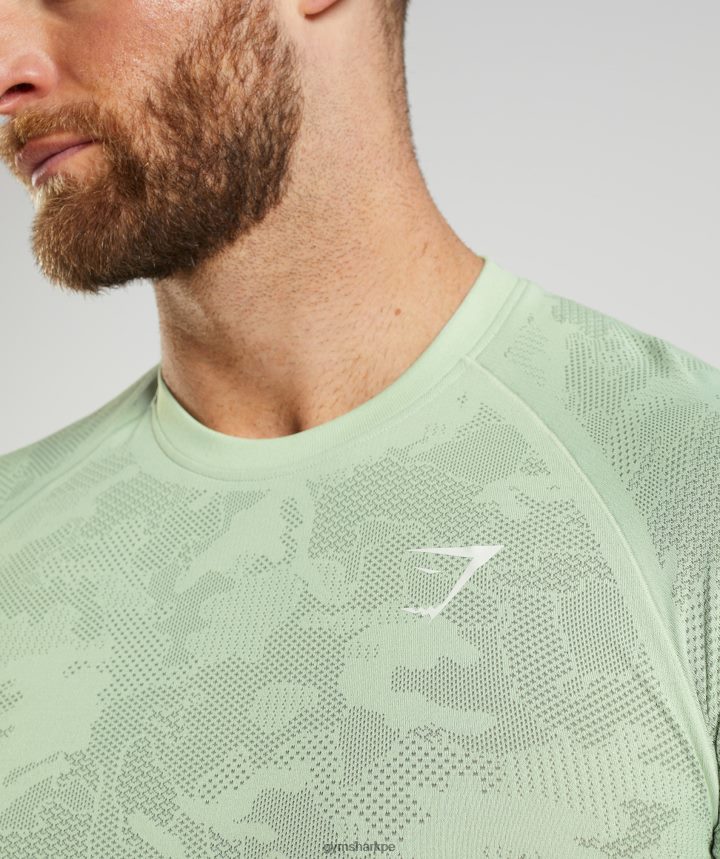 Gymsharkcamiseta geo sin costuras hombres verde flora/verde sauce PFTJ2N657 ropa