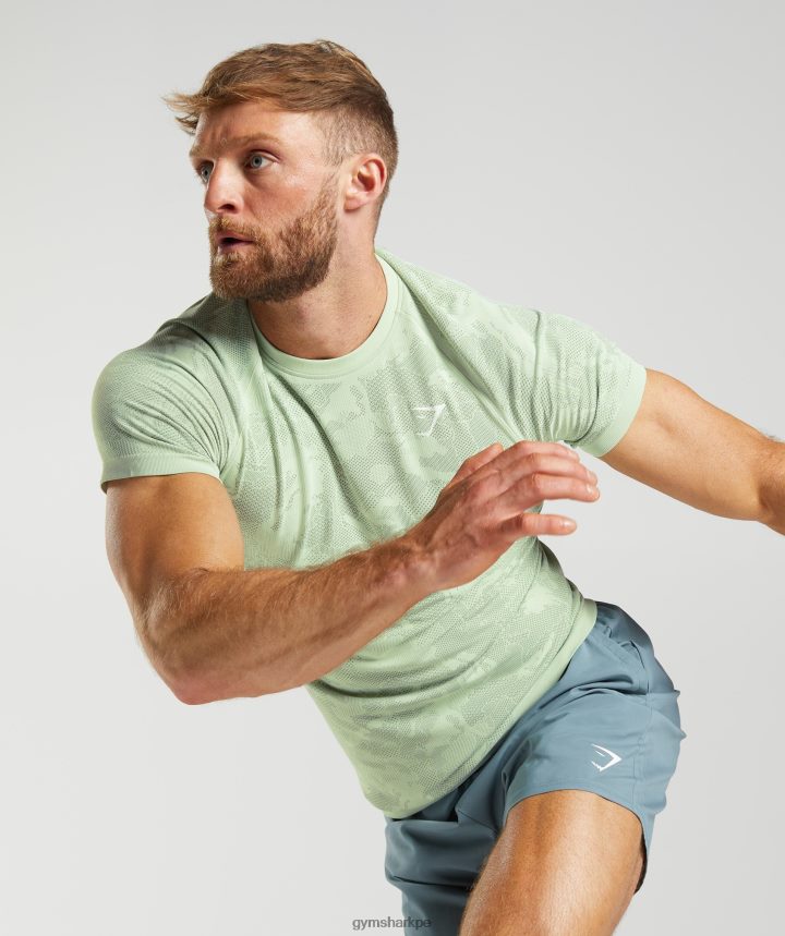 Gymsharkcamiseta geo sin costuras hombres verde flora/verde sauce PFTJ2N657 ropa