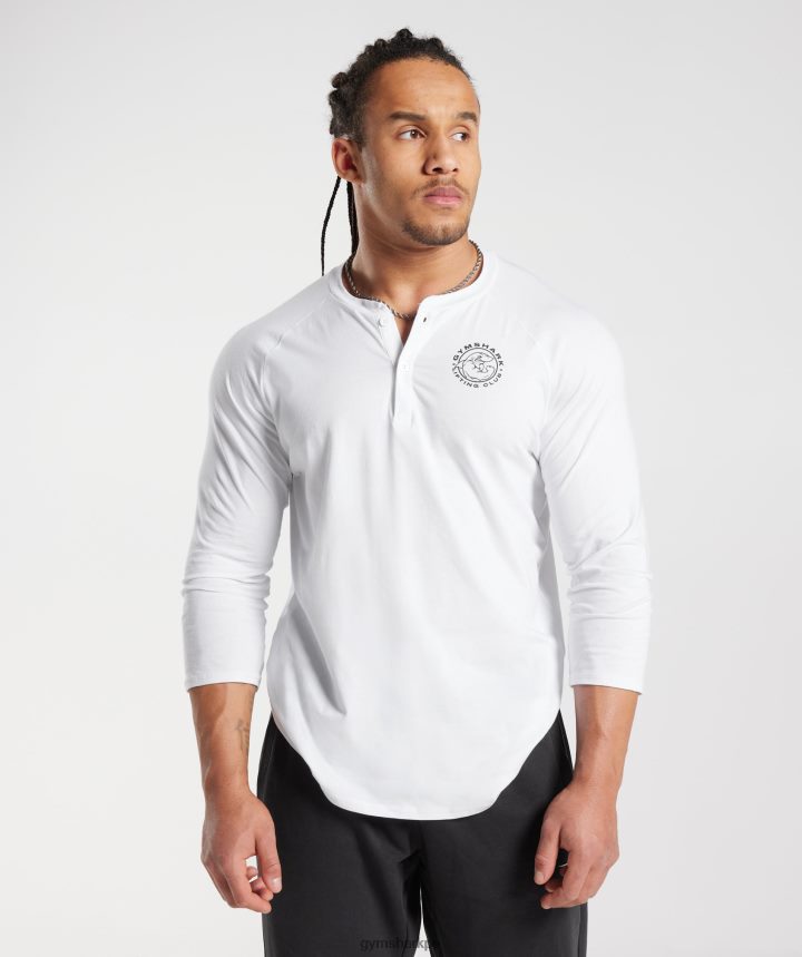 Gymsharkcamiseta henley heredada hombres blanco PFTJ2N655 ropa