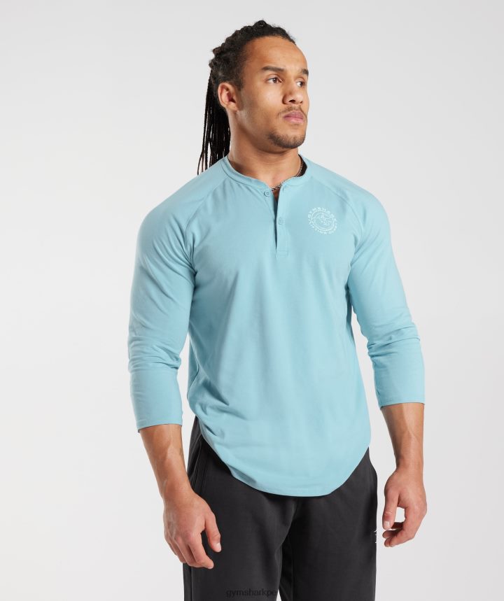 Gymsharkcamiseta henley heredada hombres iceberg azul PFTJ2N749 ropa