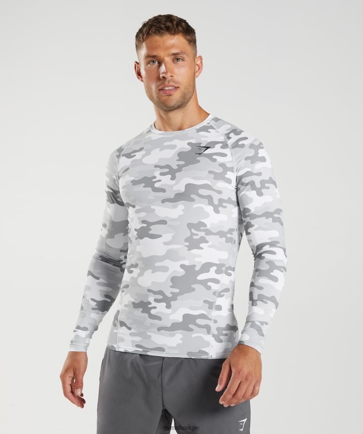 Gymsharkcamiseta interior de manga larga element hombres estampado gris claro PFTJ2N624 ropa