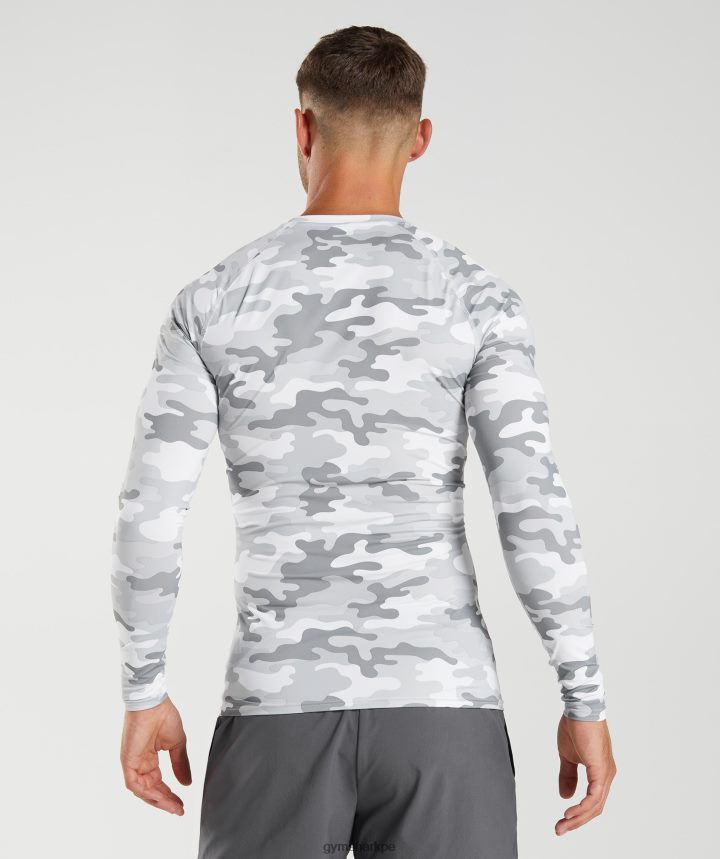 Gymsharkcamiseta interior de manga larga element hombres estampado gris claro PFTJ2N624 ropa