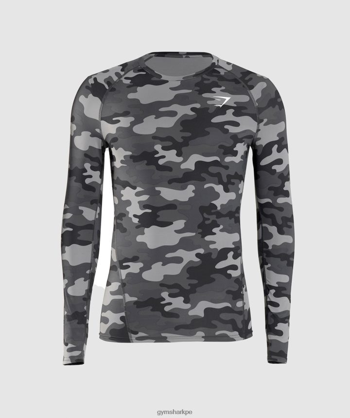 Gymsharkcamiseta interior de manga larga element hombres impresión gris PFTJ2N690 ropa