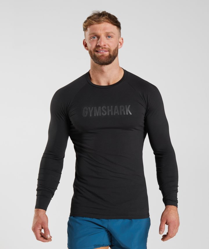 Gymsharkcamiseta manga larga apolo hombres negro PFTJ2N731 ropa