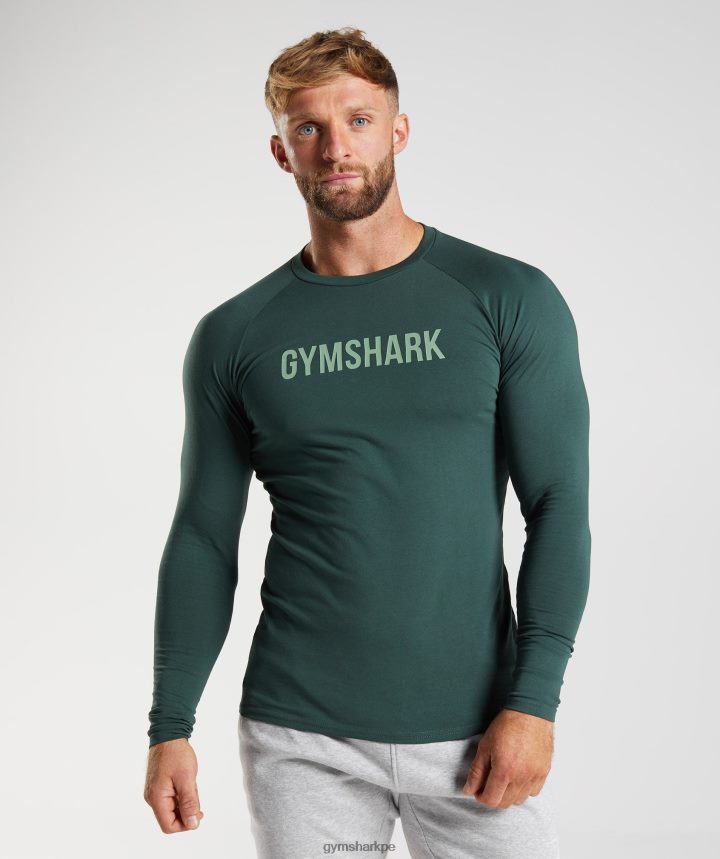 Gymsharkcamiseta manga larga apolo hombres verde obsidiana PFTJ2N754 ropa