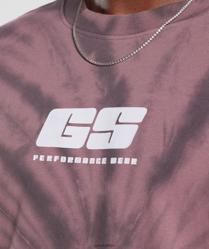 Gymsharkcamiseta manga larga dia de descanso hombres marrón polvoriento/gris silueta/lavado óptico en espiral PFTJ2N771 ropa