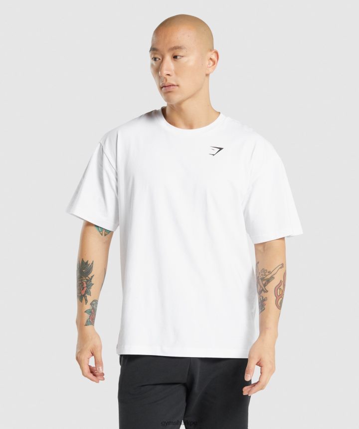 Gymsharkcamiseta oversize esencial hombres blanco PFTJ2N572 ropa