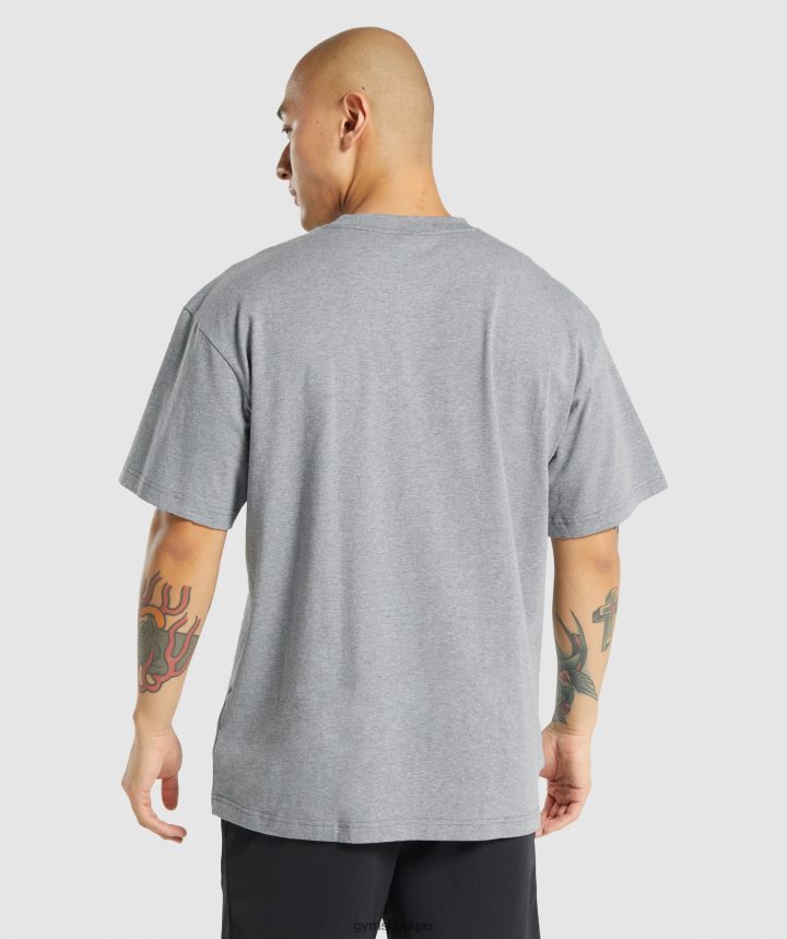 Gymsharkcamiseta oversize esencial hombres marga gris carbón PFTJ2N620 ropa