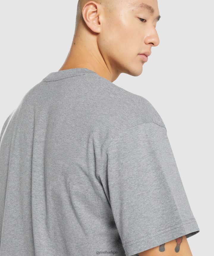 Gymsharkcamiseta oversize esencial hombres marga gris carbón PFTJ2N620 ropa