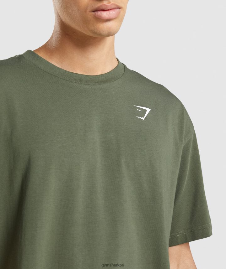 Gymsharkcamiseta oversize esencial hombres núcleo de oliva PFTJ2N623 ropa