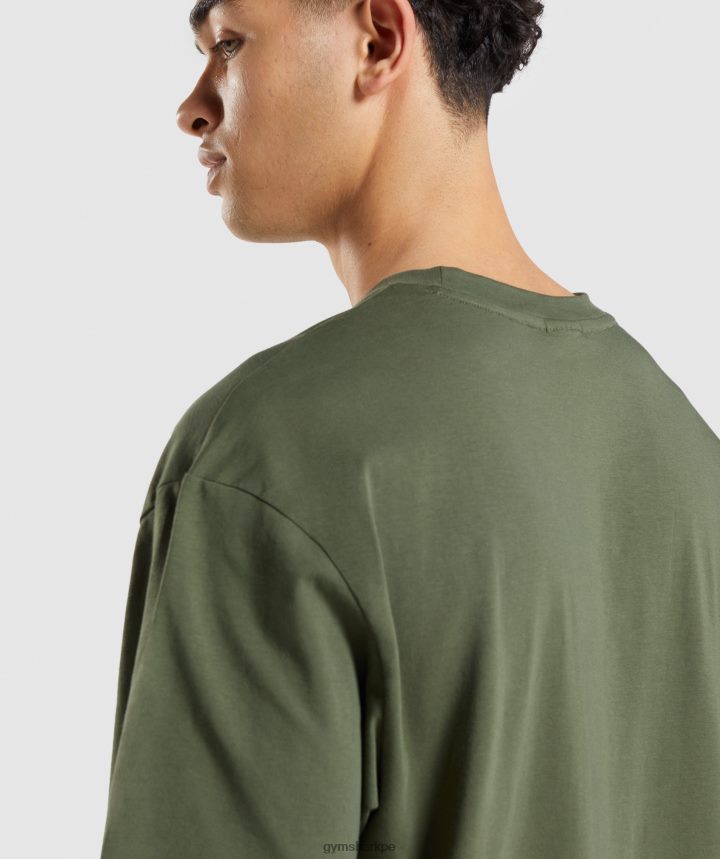 Gymsharkcamiseta oversize esencial hombres núcleo de oliva PFTJ2N623 ropa
