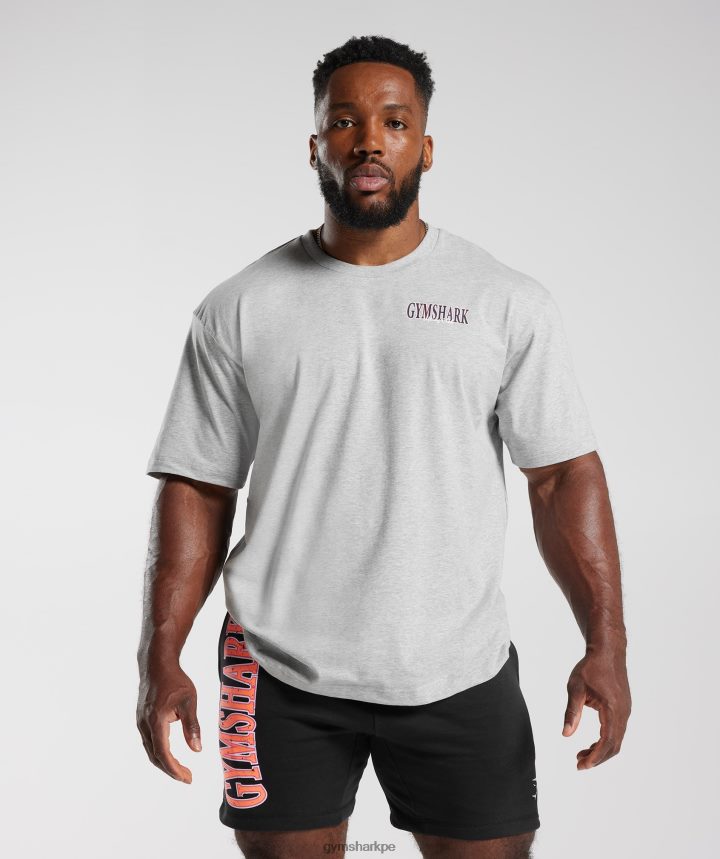 Gymsharkcamiseta oversize retrowave hombres núcleo gris claro marga PFTJ2N587 ropa