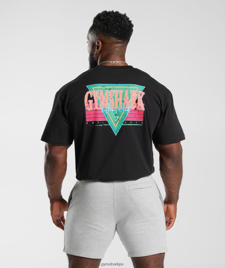 Gymsharkcamiseta oversize retrowave hombres negro PFTJ2N589 ropa