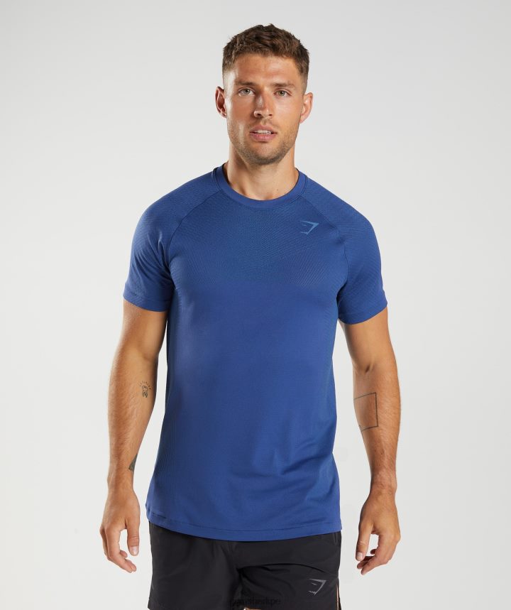 Gymsharkcamiseta sin costuras ápice hombres azul estelar/azul junto al lago PFTJ2N757 ropa
