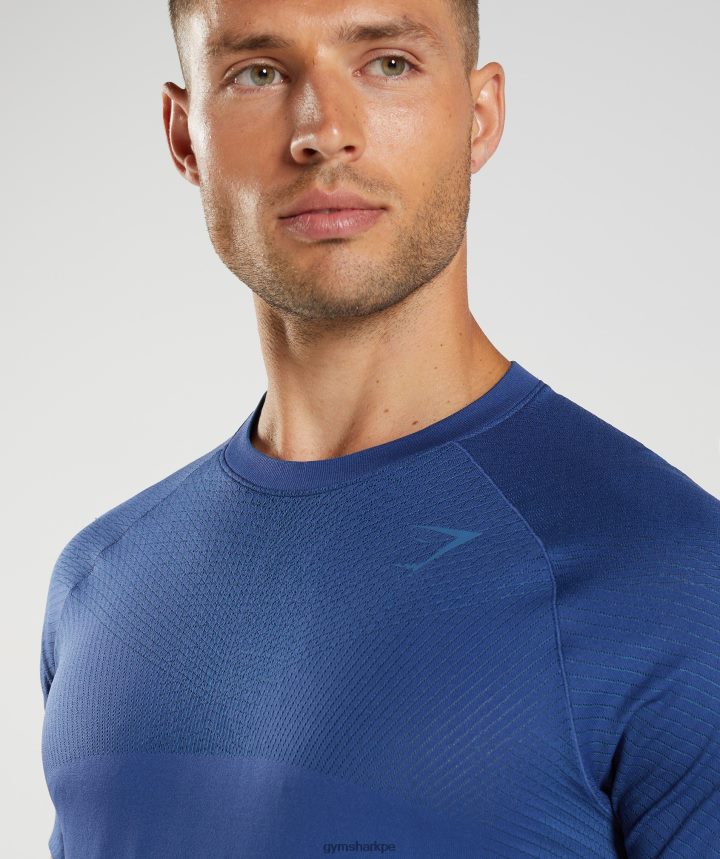 Gymsharkcamiseta sin costuras ápice hombres azul estelar/azul junto al lago PFTJ2N757 ropa