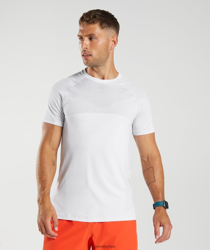 Gymsharkcamiseta sin costuras ápice hombres blanco/gris claro PFTJ2N594 ropa