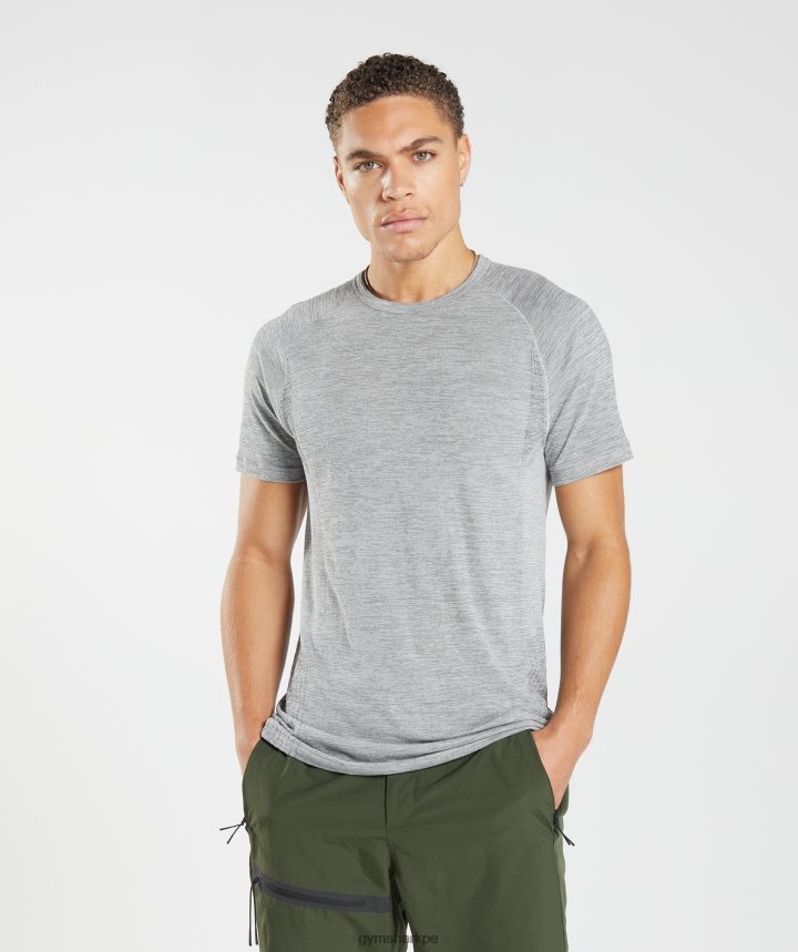 Gymsharkcamiseta sin costuras retomar hombres gris claro/negro jaspeado PFTJ2N634 ropa