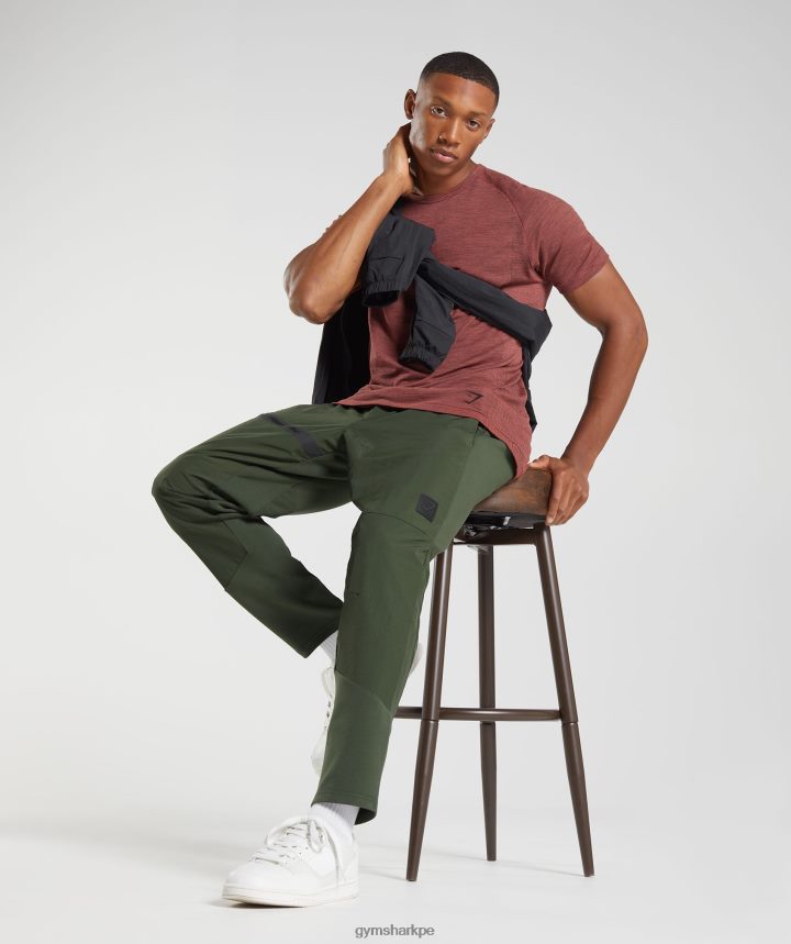 Gymsharkcamiseta sin costuras retomar hombres marrón rosa/negro jaspeado PFTJ2N673 ropa