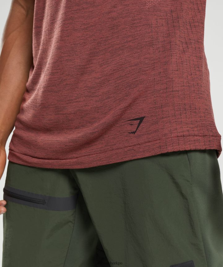 Gymsharkcamiseta sin costuras retomar hombres marrón rosa/negro jaspeado PFTJ2N673 ropa