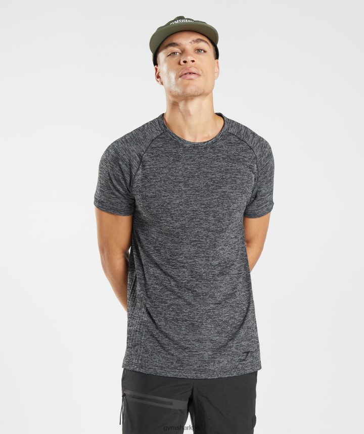 Gymsharkcamiseta sin costuras retomar hombres negro/blanco jaspeado PFTJ2N636 ropa