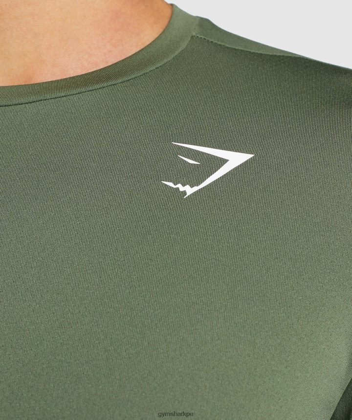 Gymsharkllegada camiseta de manga larga hombres núcleo de oliva PFTJ2N637 ropa