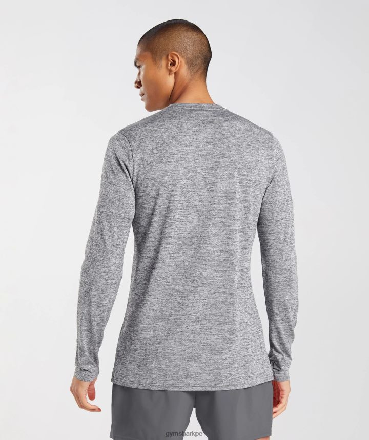 Gymsharkllegada camiseta de manga larga hombres silueta gris/gris claro jaspeado PFTJ2N605 ropa