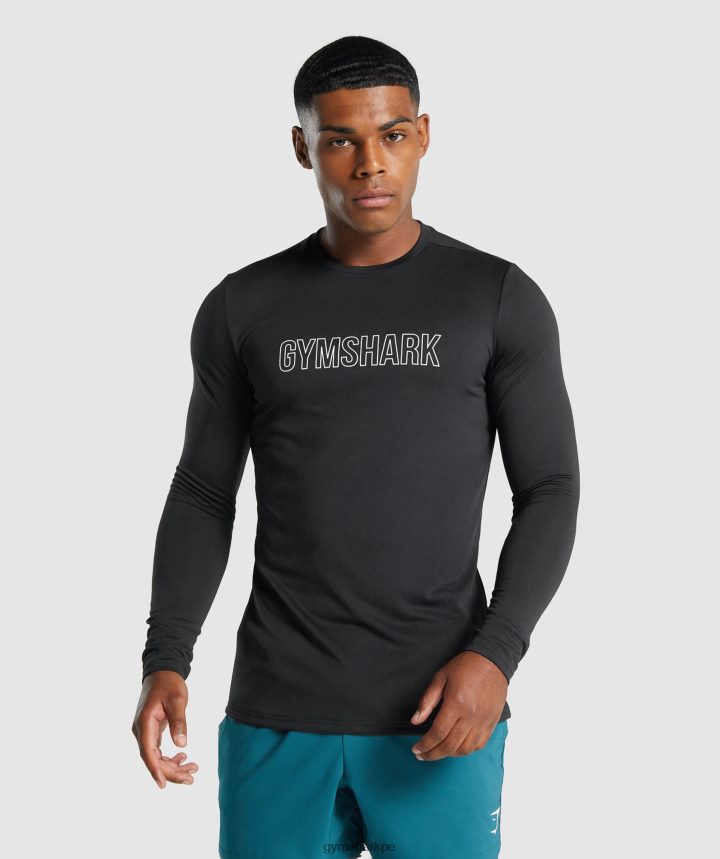 Gymsharkllegada camiseta gráfica de manga larga hombres negro PFTJ2N717 ropa
