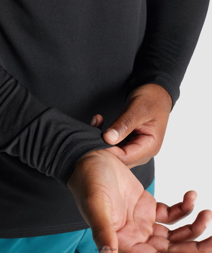 Gymsharkllegada camiseta gráfica de manga larga hombres negro PFTJ2N717 ropa